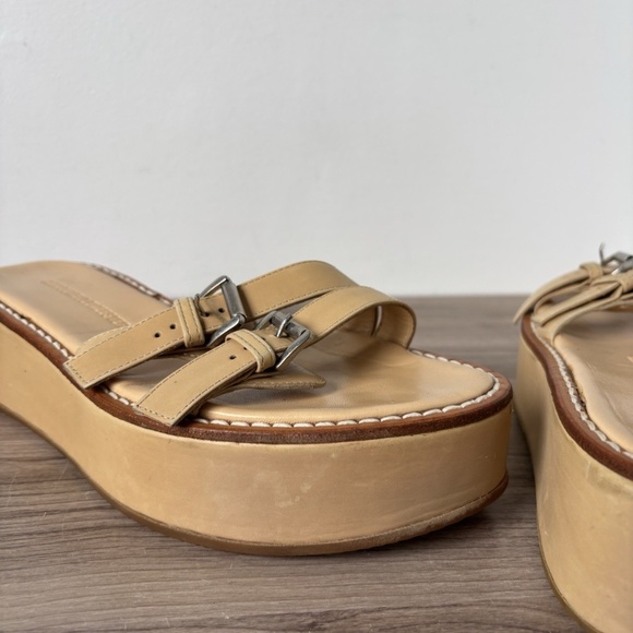 Ann Demeulemeester Sandals Platform Leather *Vintage* Beige 7.5 us Women's❤️ - Picture 12 of 14